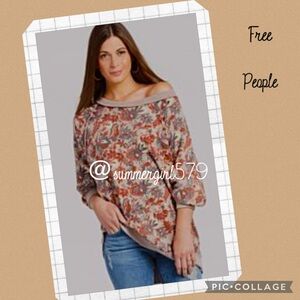 Free People Go On Get Floral Lightweight Sweatshirt